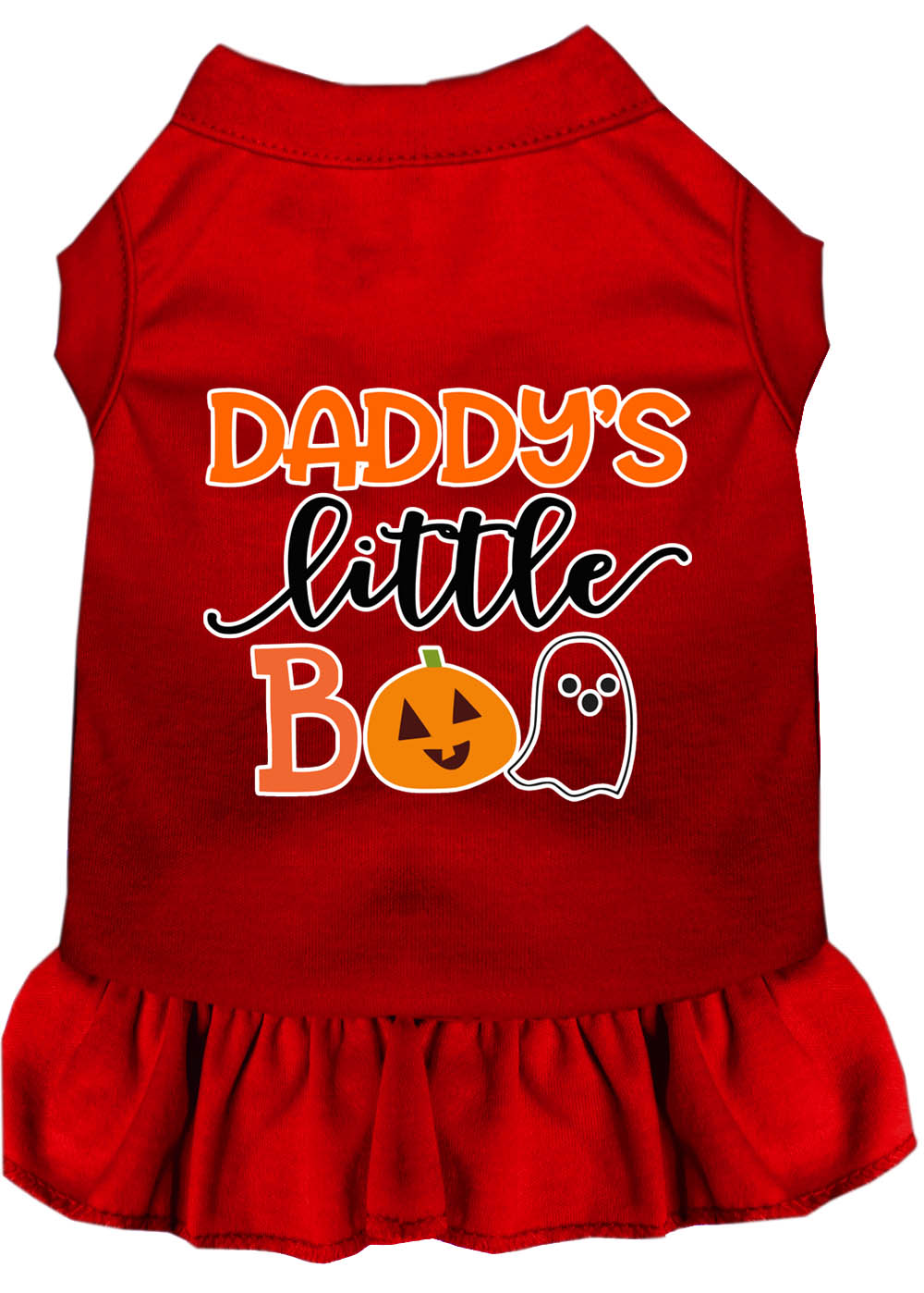 Daddy's Little Boo Screen Print Dog Dress Red Lg